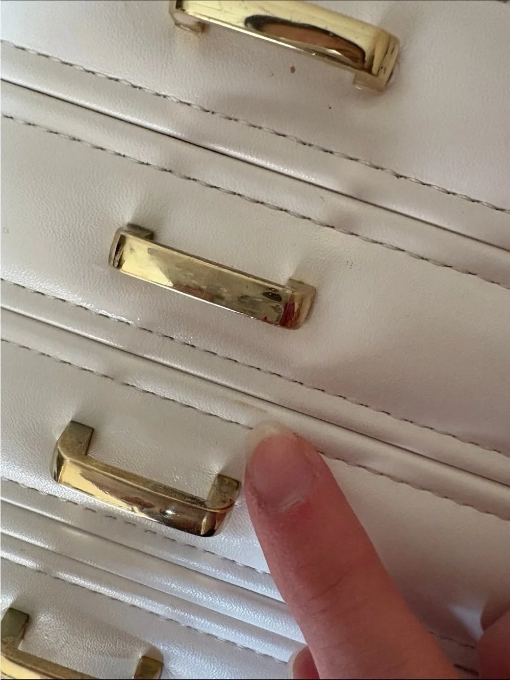 Vlando 6 Tier White Jewelry Box With Gold Hardware and Mirror